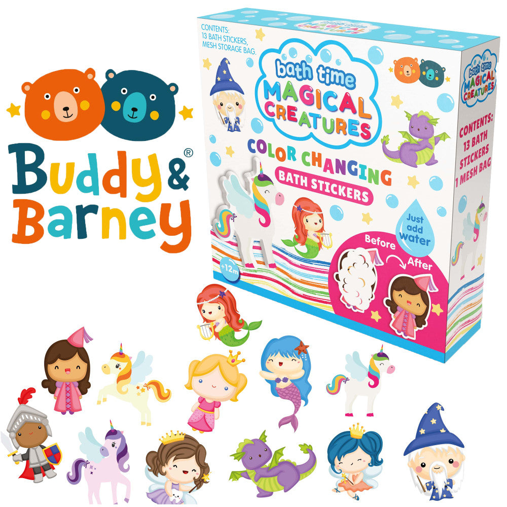 Buddy & Barney: Color Changing Bath Time Stickers - Magical Creatures