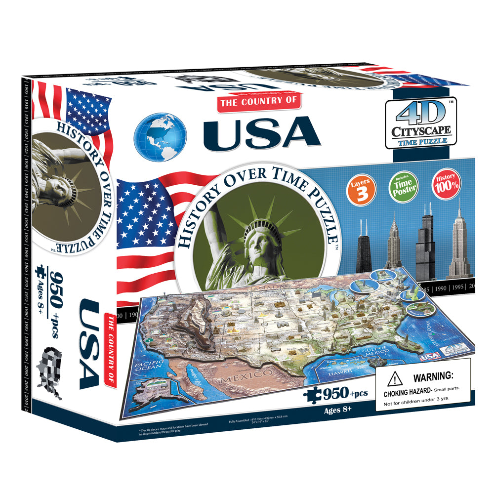 4D Cityscape Time Puzzle - USA History Over Time 950+ pc