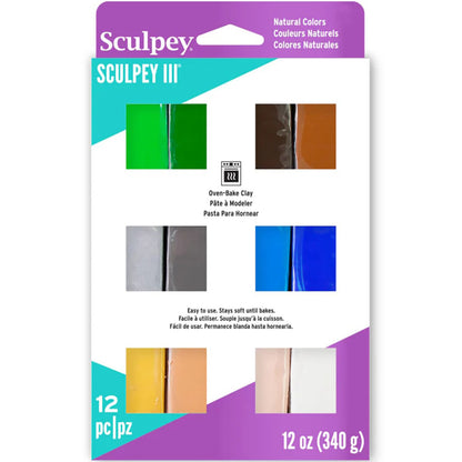 Sculpey III: Polymer Clay: Multipack Naturals - (12) 1oz Packs- Oven Bake Clay