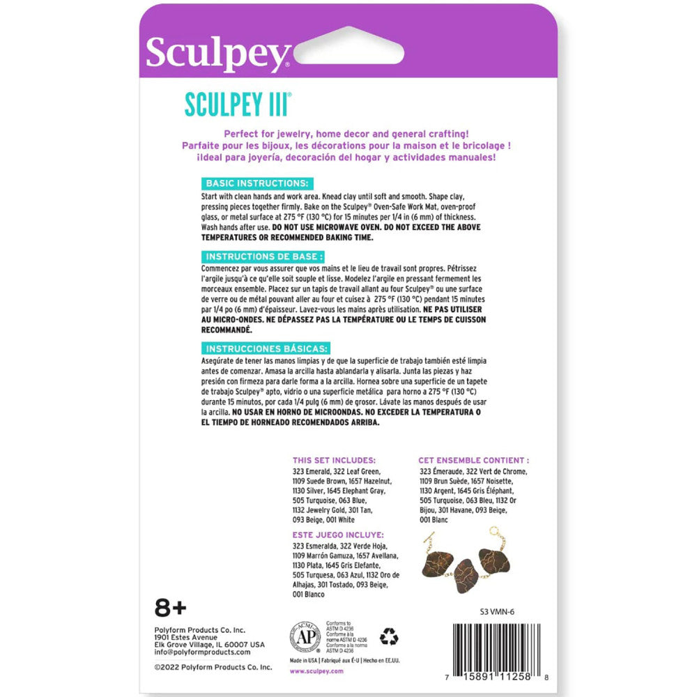 Sculpey III: Polymer Clay: Multipack Naturals - (12) 1oz Packs- Oven Bake Clay