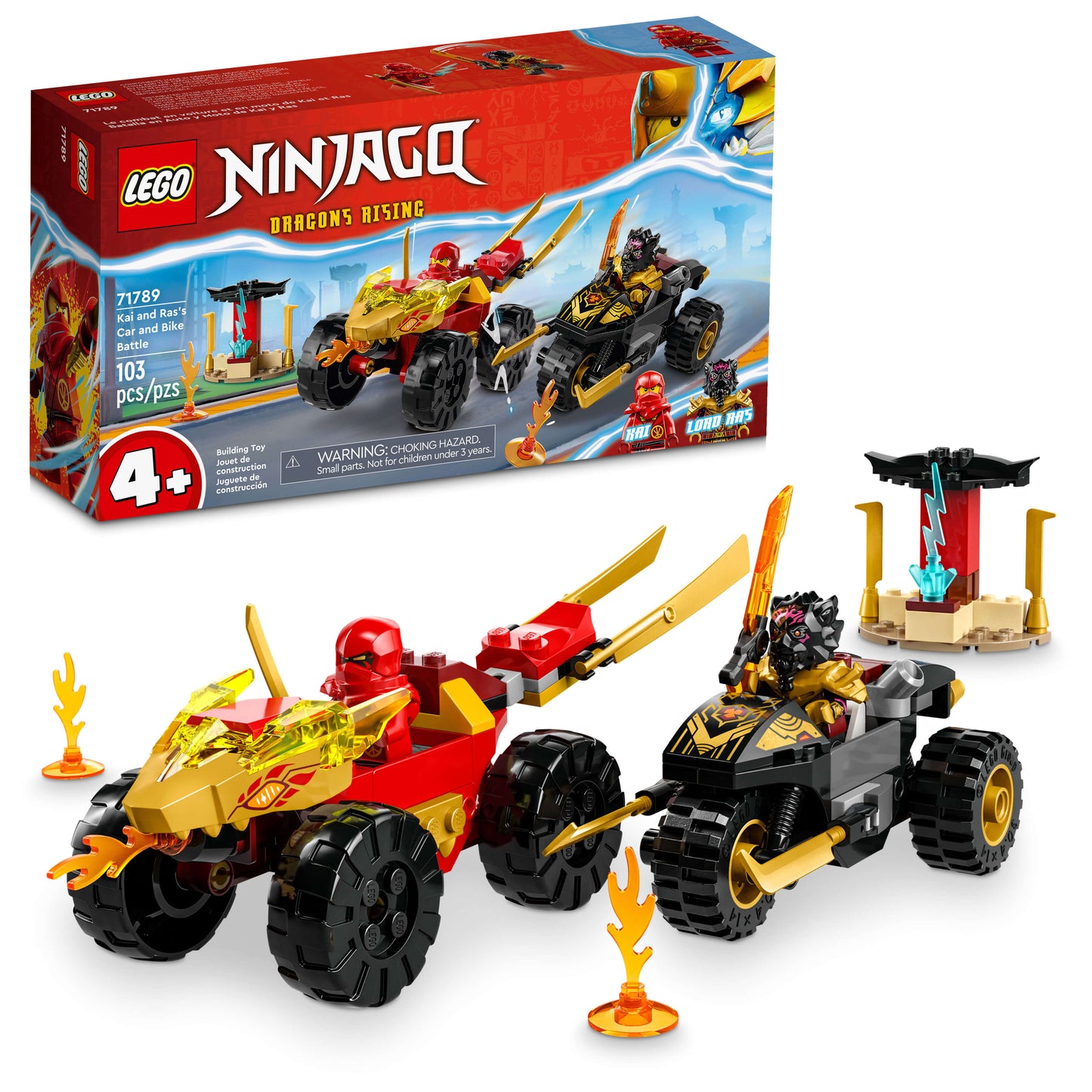 LEGO NINJAGO Kai and Ras's Car and Bike Battle Building Set - 103 Pieces