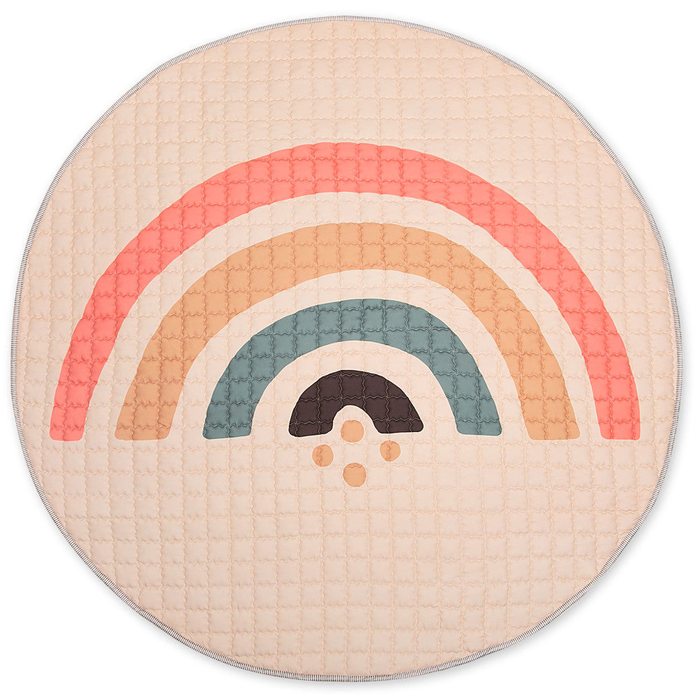 Hakuna Matte: Quilted Playmat – Boho Rainbow - 59" Circle, Padded Floor Blanket