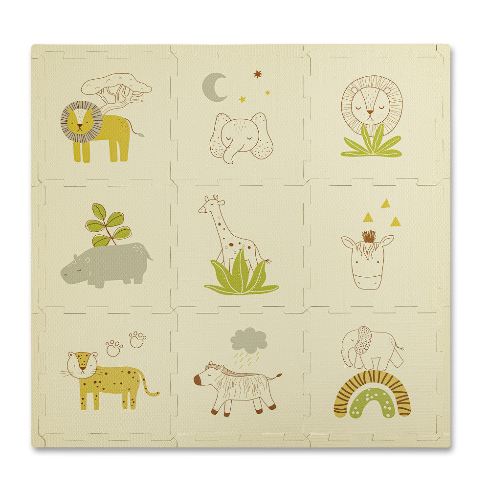 Hakuna Matte: Stylish Baby Play Mat: Safari - 35x35", 9 Foam Floor Tiles