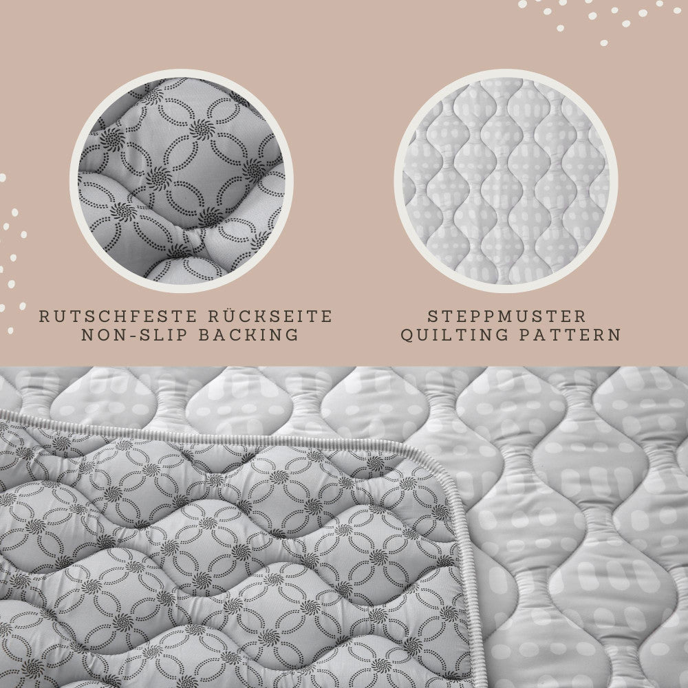 Hakuna Matte: Quilted Playmat: Grey & Dots - 50" Square, Soft Padded Floor Blanket