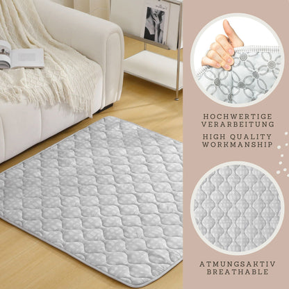 Hakuna Matte: Quilted Playmat: Grey & Dots - 50" Square, Soft Padded Floor Blanket