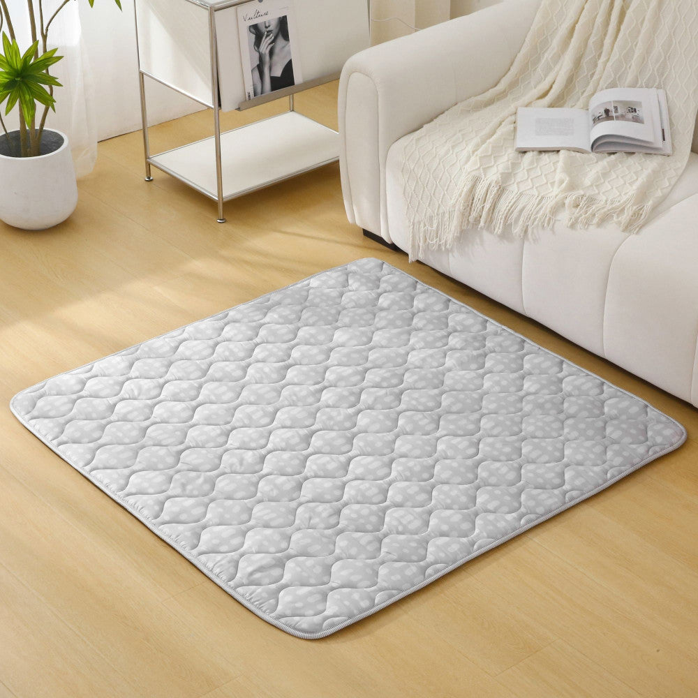 Hakuna Matte: Quilted Playmat: Grey & Dots - 50" Square, Soft Padded Floor Blanket