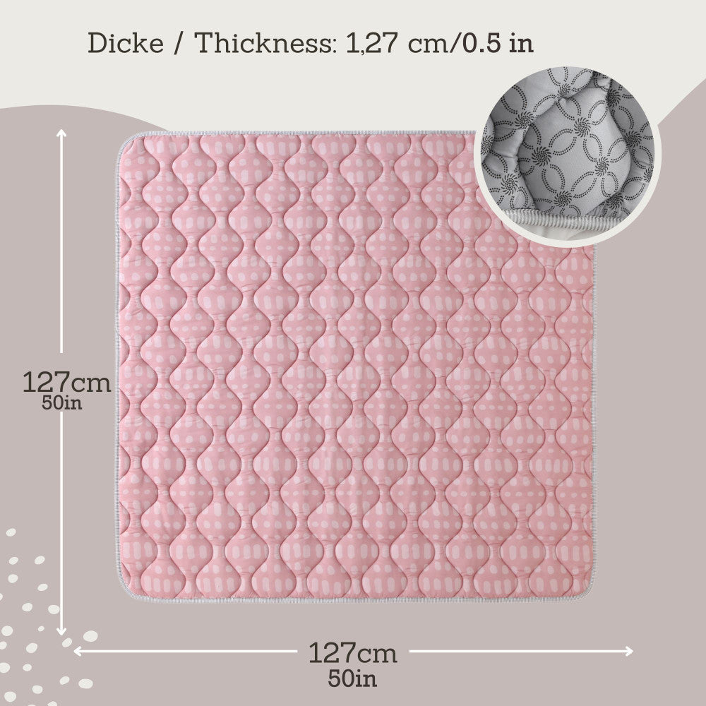 Hakuna Matte: Quilted Playmat: Pink & Dots - 50" Square, Soft Padded Floor Blanket