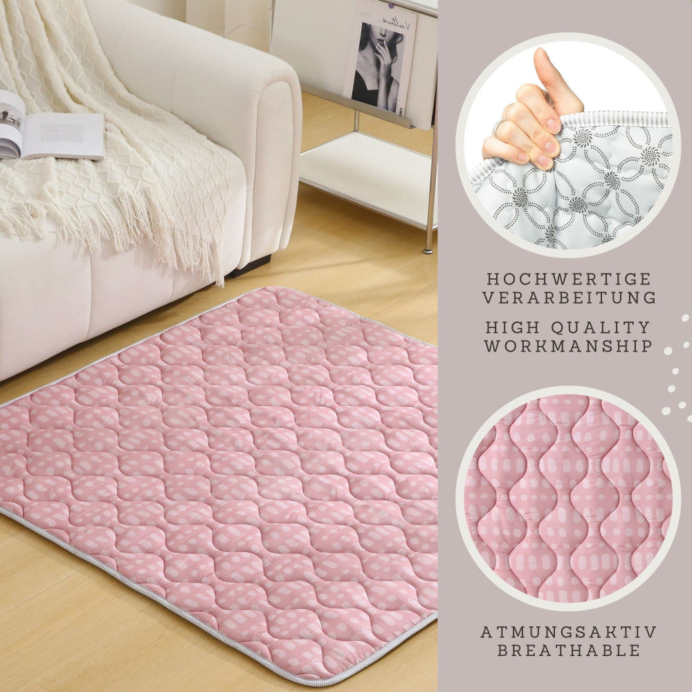 Hakuna Matte: Quilted Playmat: Pink & Dots - 50" Square, Soft Padded Floor Blanket