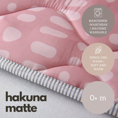 Hakuna Matte: Quilted Playmat: Pink & Dots - 50" Square, Soft Padded Floor Blanket