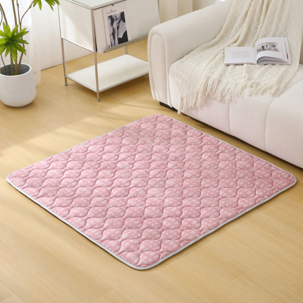 Hakuna Matte: Quilted Playmat: Pink & Dots - 50" Square, Soft Padded Floor Blanket