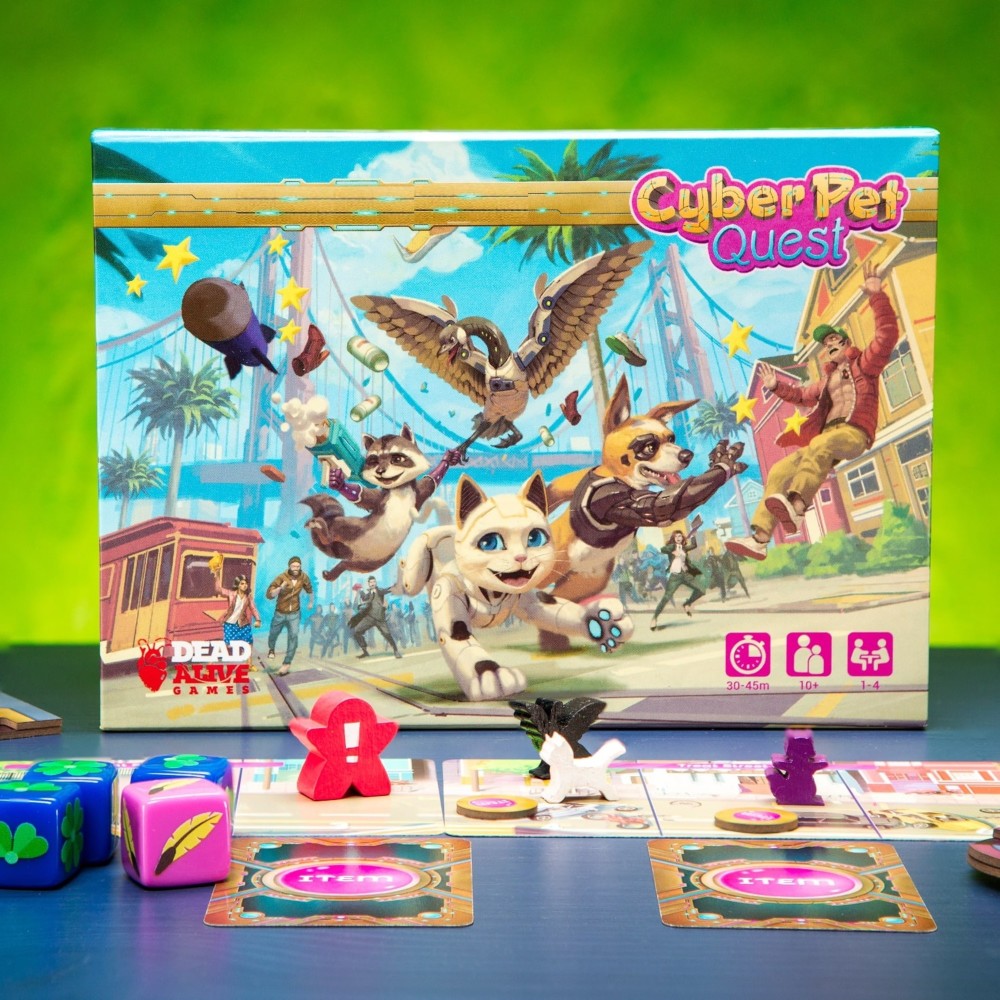 Dead Alive Games: Cyber Pet Quest - Cooperative Board Game, Ages 8+, 1-4 Players