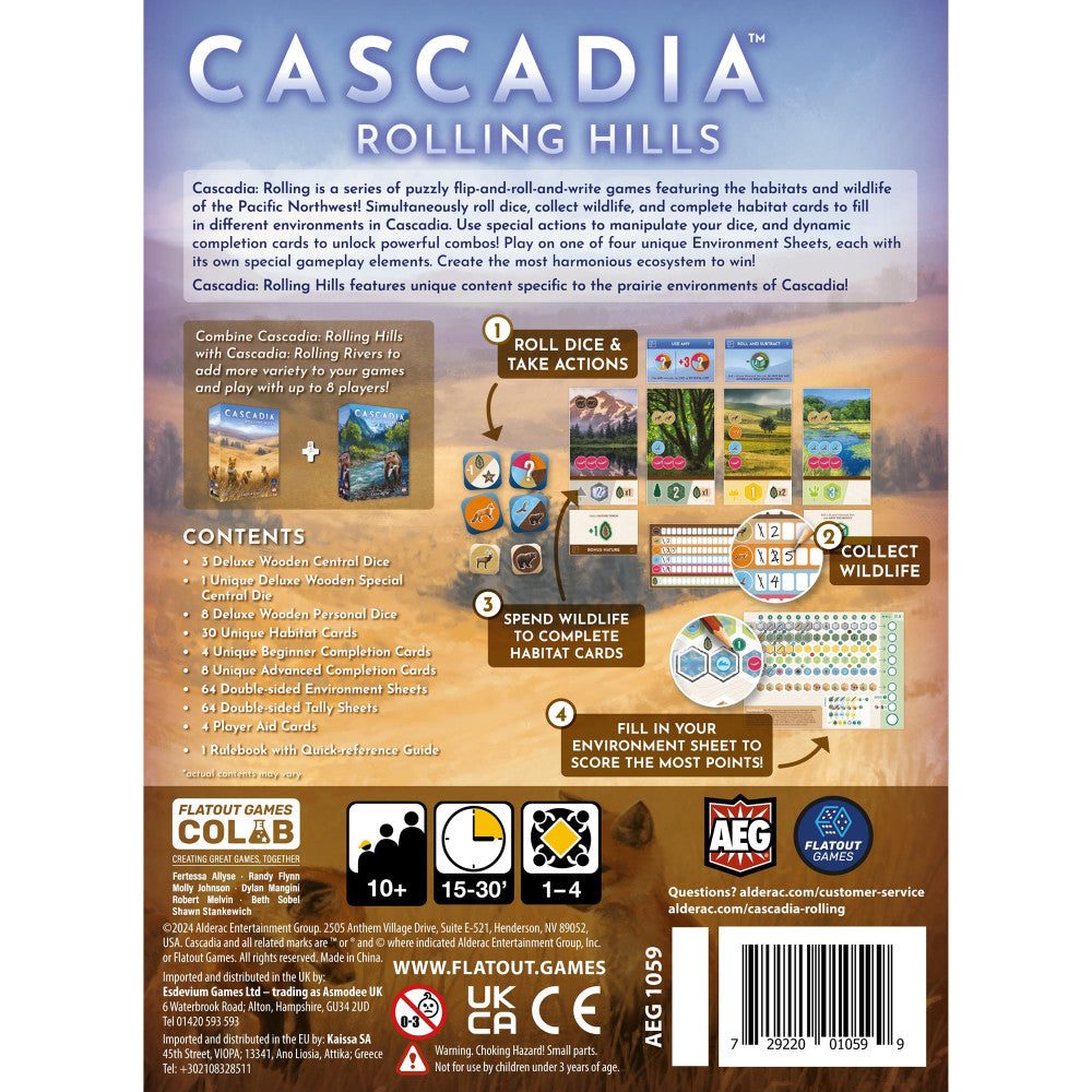 AEG: Cascadia: Rolling Hills - Puzzly Flip-Roll-Write Board Game, Ages 10+, 1-4 Players