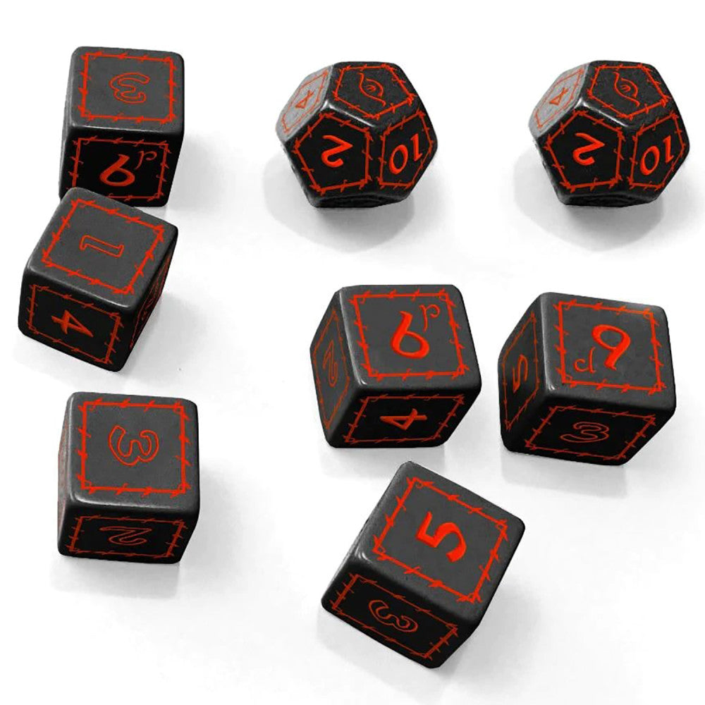 Free League Publishing: The One Ring Black Engraved Dice Set - 8 Piece