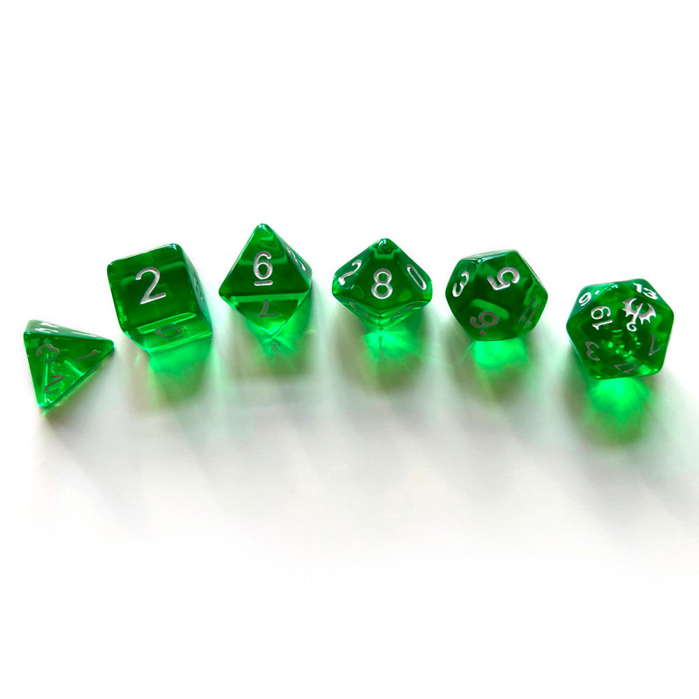 Dragonbane Fantasy RPG Transparent Green Dice Set - 6 Piece