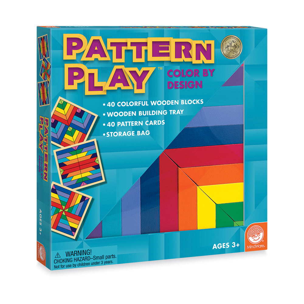 MindWare Pattern Play Colorful Wooden Blocks and Tray Set