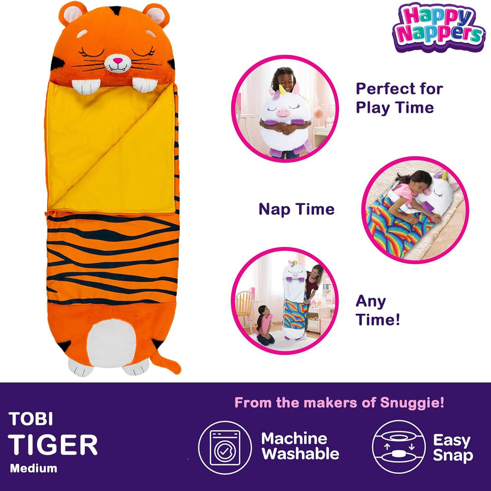 Happy Nappers: Pillow & Sleepy Sack: Medium - Tiger Tobi, Kids 3+