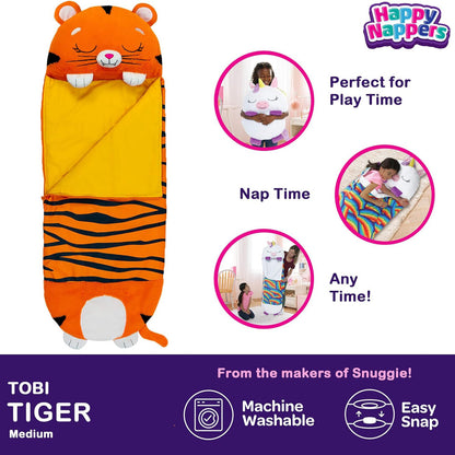 Happy Nappers: Pillow & Sleepy Sack: Medium - Tiger Tobi, Kids 3+