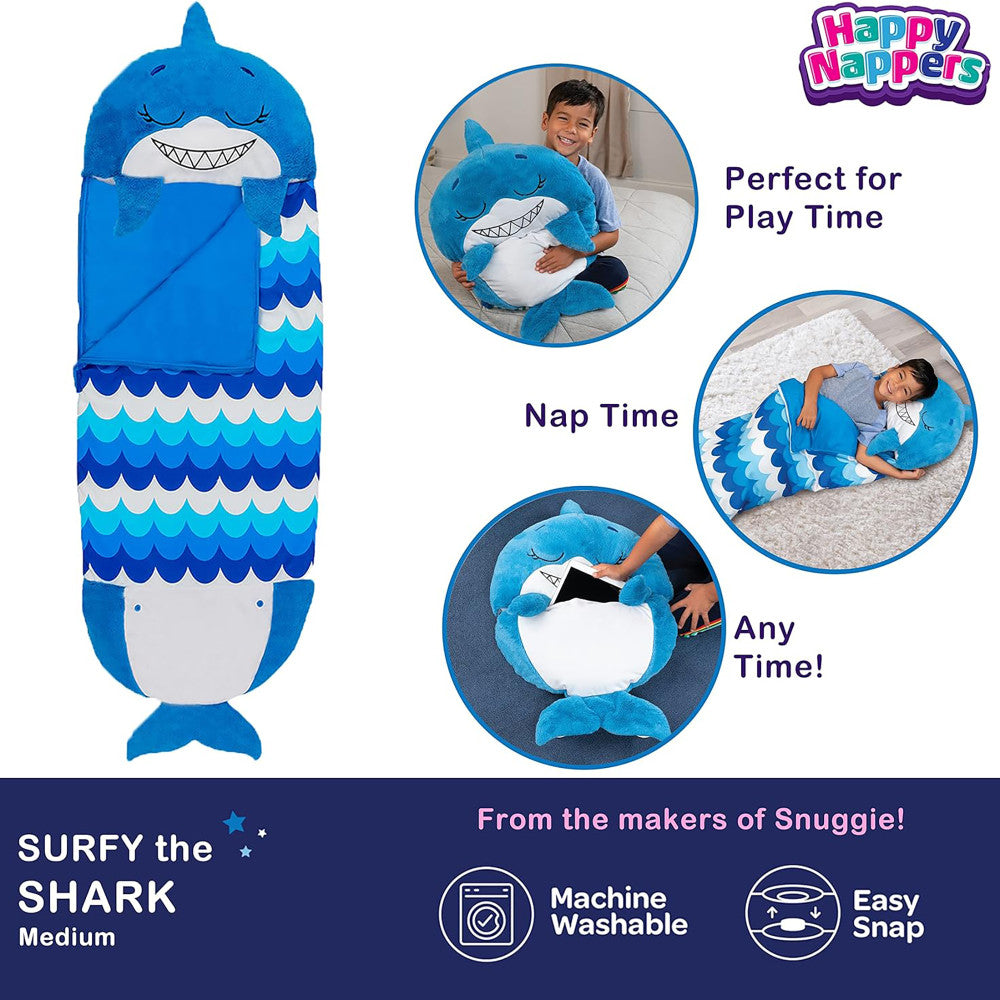 Happy Nappers: Pillow & Sleepy Sack: Medium - Blue Shark, Kids 3+