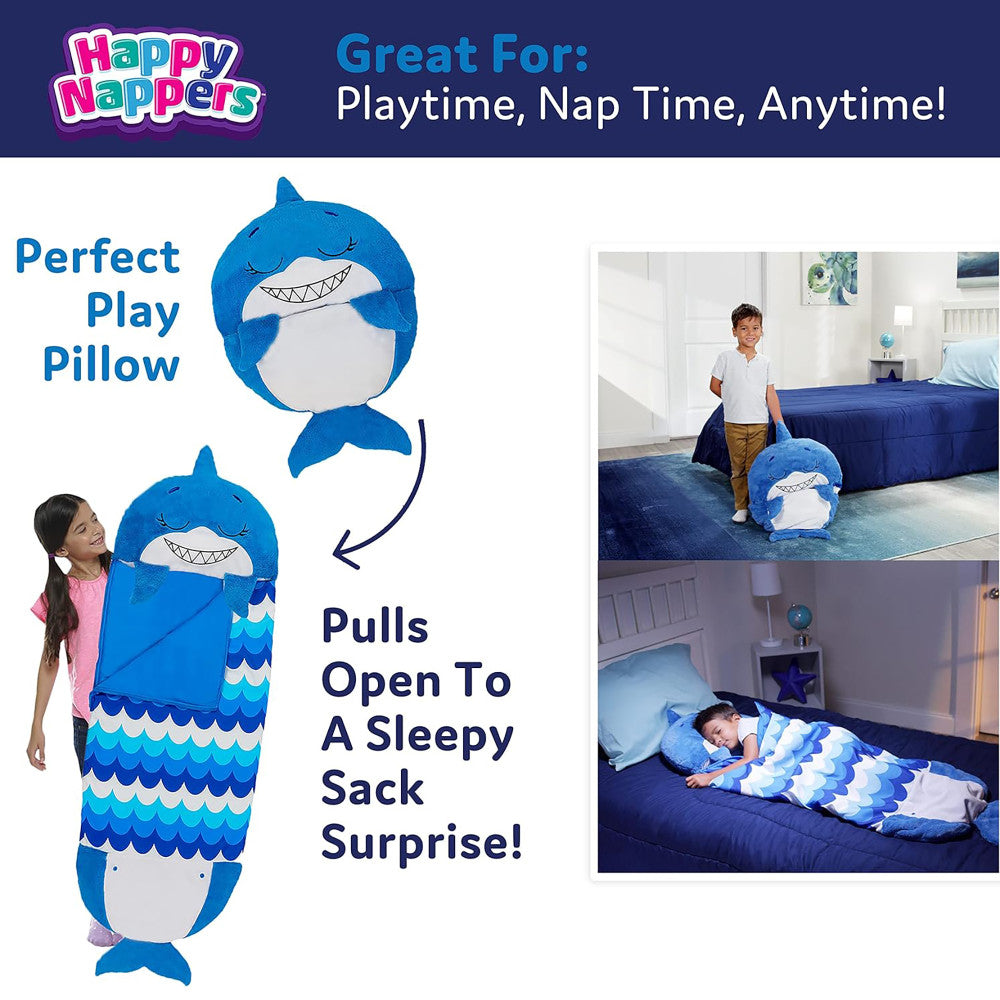 Happy Nappers: Pillow & Sleepy Sack: Medium - Blue Shark, Kids 3+