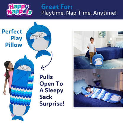 Happy Nappers: Pillow & Sleepy Sack: Medium - Blue Shark, Kids 3+