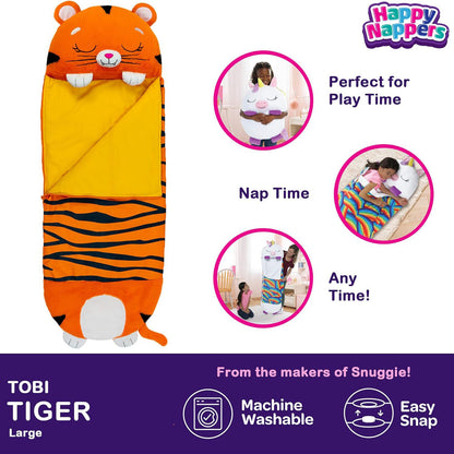 Happy Nappers: Pillow & Sleepy Sack: Large - Tiger Tobi, Kids 7+