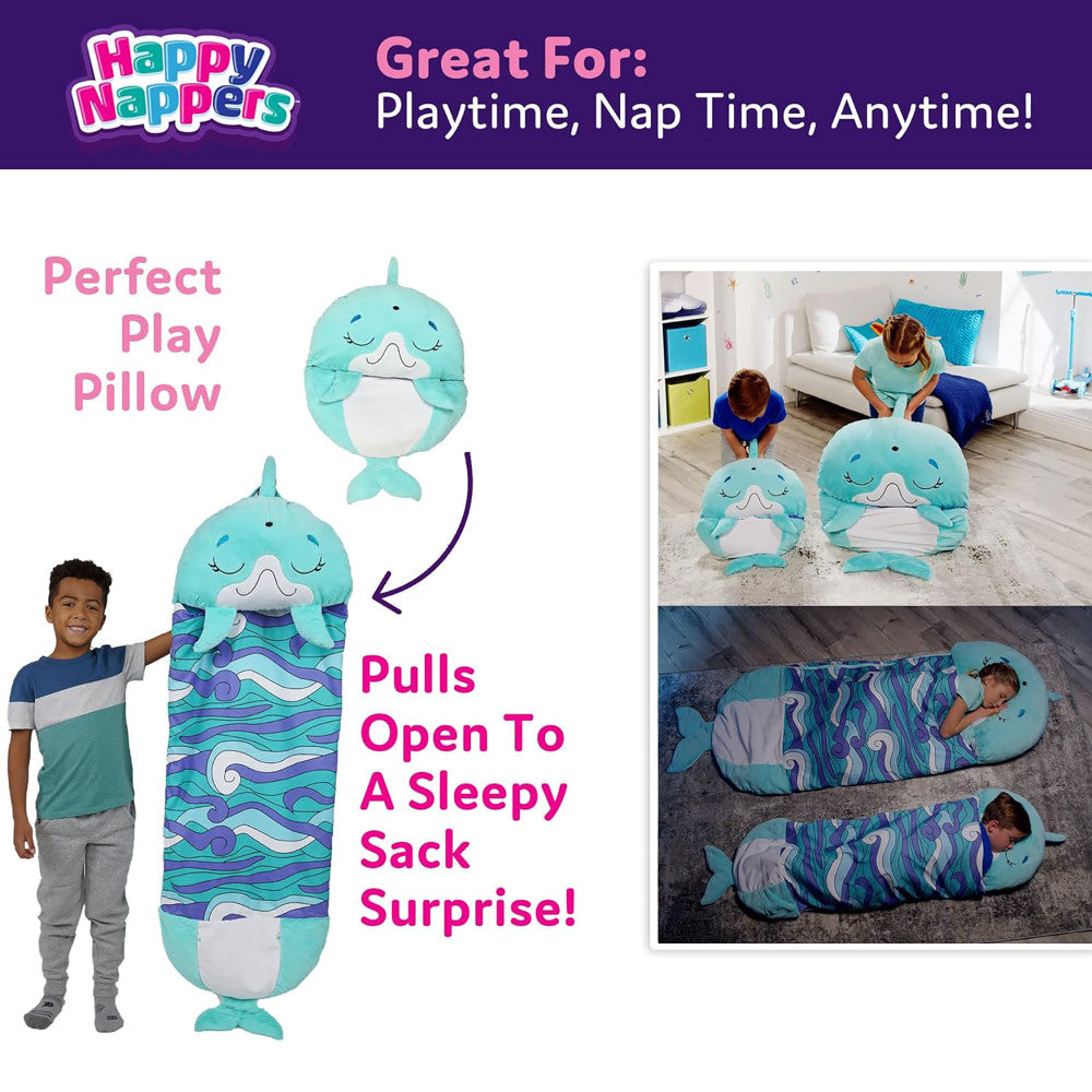 Happy Nappers: Pillow & Sleepy Sack: Medium - Dolphin Disco, Kids 3+