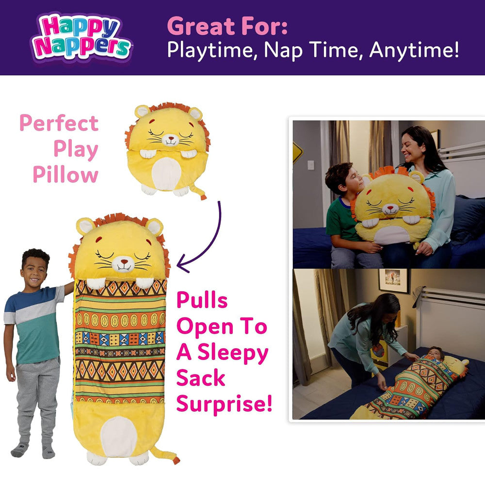 Happy Nappers: Pillow & Sleepy Sack: Medium - Lion Lex, Kids 3+