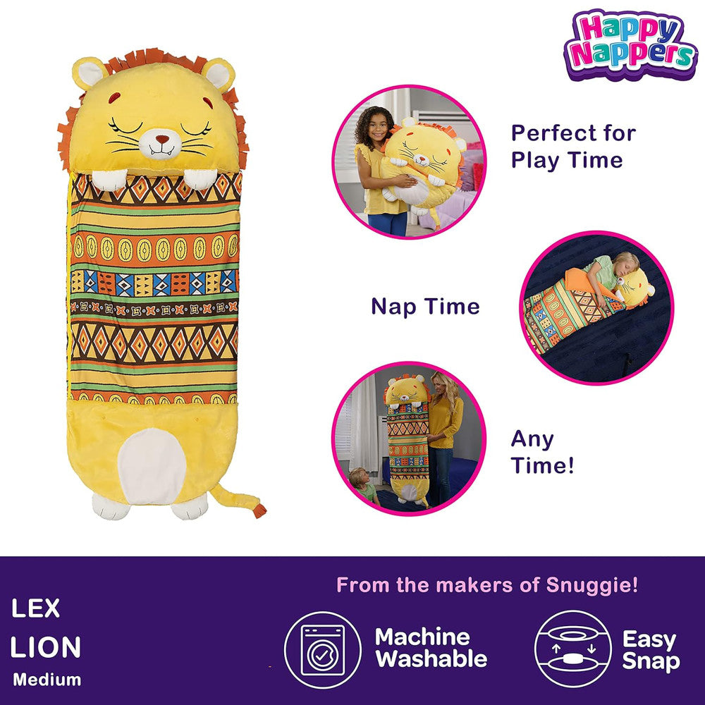 Happy Nappers: Pillow & Sleepy Sack: Medium - Lion Lex, Kids 3+