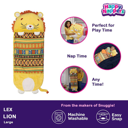 Happy Nappers: Pillow & Sleepy Sack: Large - Lion Lex, Kids 7+