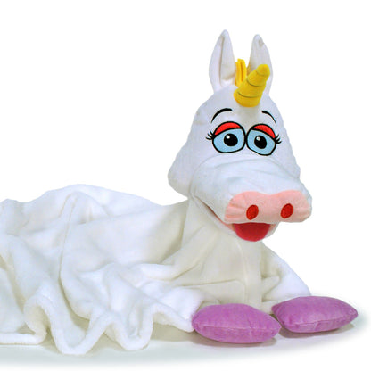 Cuddleuppets: Unicorn - White-Purple - 2-In-1: Plush Puppet & Blanket