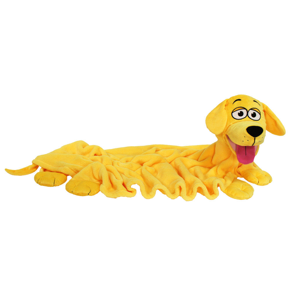 Cuddleuppets Playful Yellow Dog - 2-In-1 Plush Puppet & Blanket – Toys