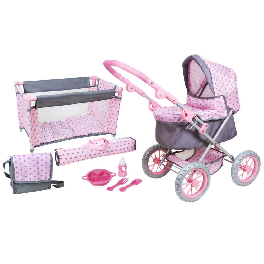 Lissi Deluxe 18" Baby Doll Pram Playset with Accessories