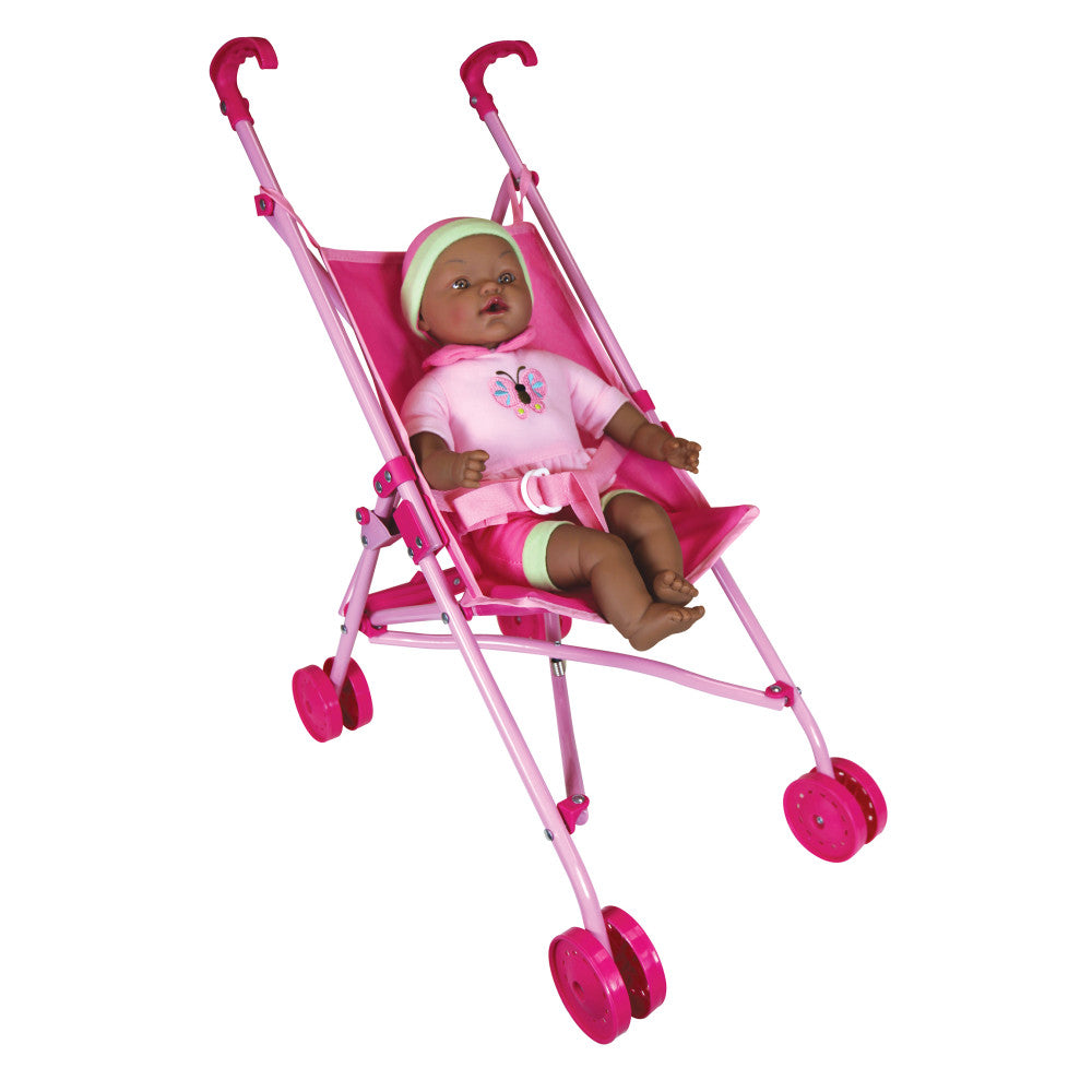 Lissi 16 Inch Doll with Umbrella Stroller Set - Brunette Hair