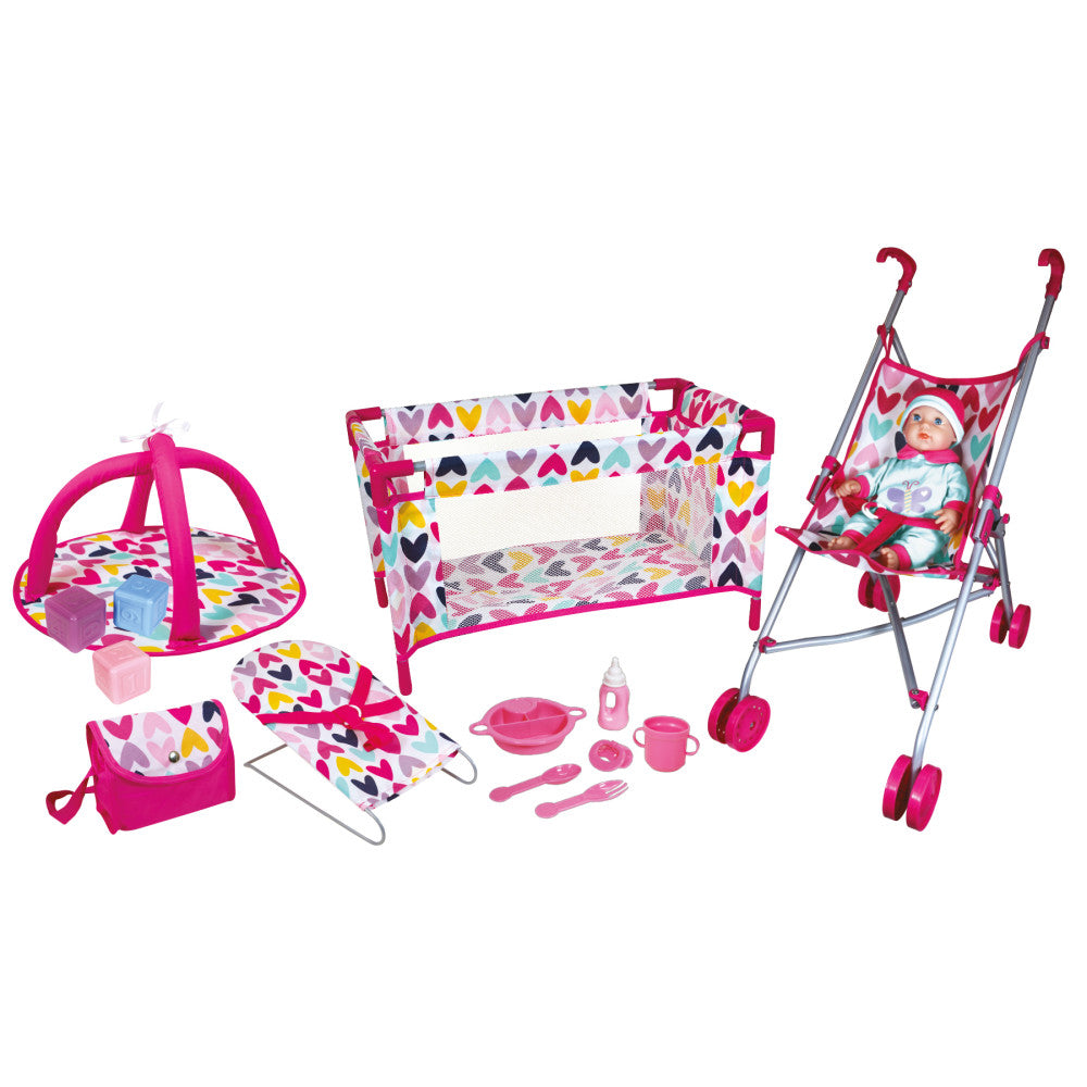 Lissi 15-Piece Baby Doll Nursery Play Set with Accessories