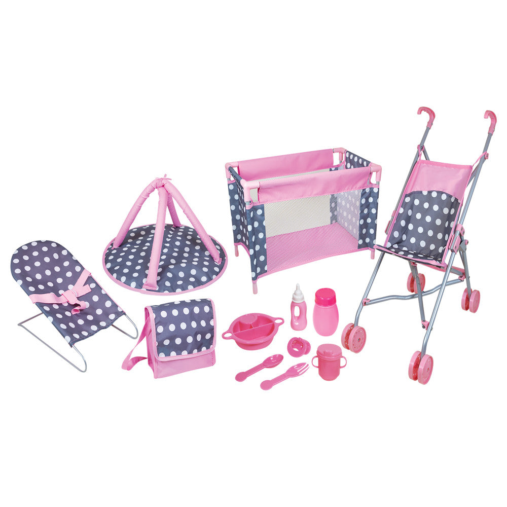 Lissi Deluxe Nursery 5-Piece Play Set with 8 Baby Doll Accessories