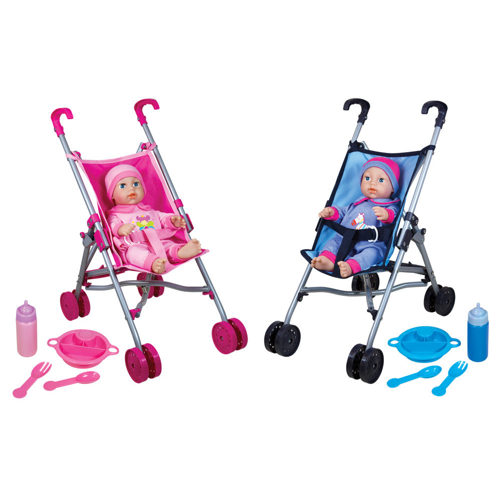 Lissi Deluxe Twin Baby Doll Stroller Playset with Accessories