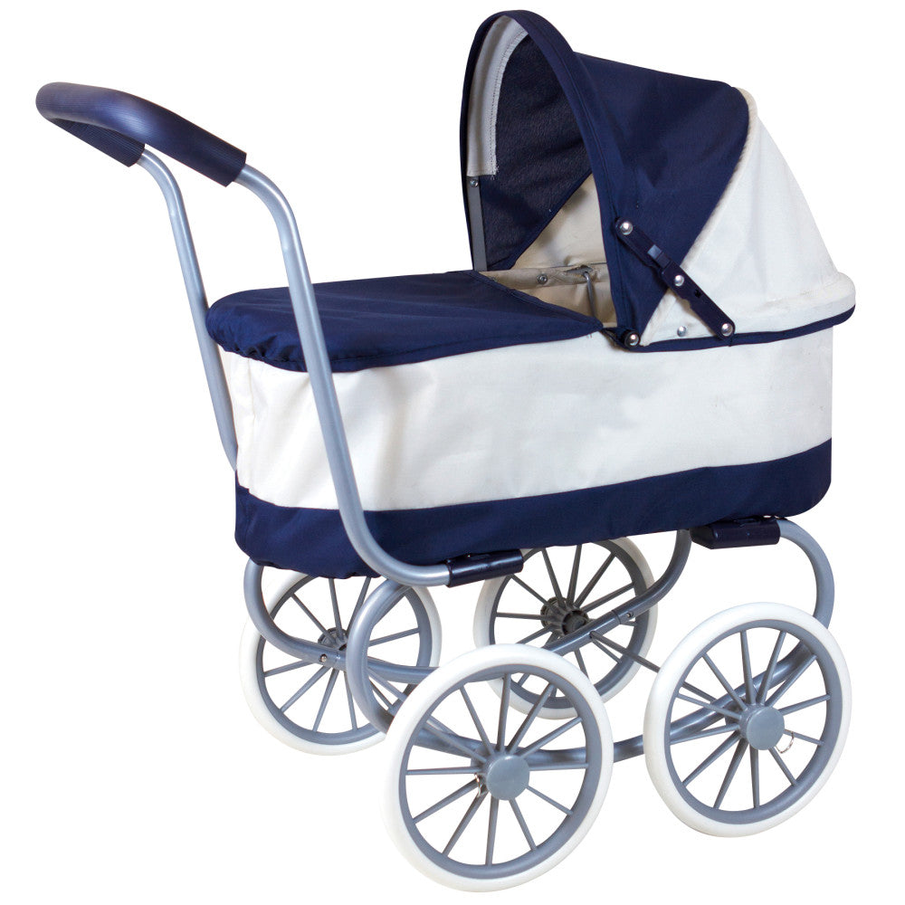Lissi Classic Navy Baby Doll Pram with Adjustable Canopy
