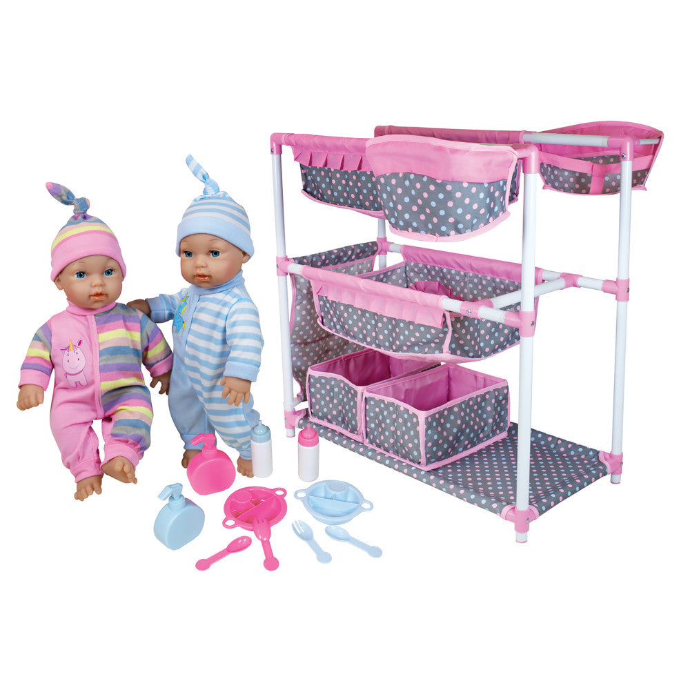 Lissi Twin Baby Doll Care Center Playset with Feeding Accessories