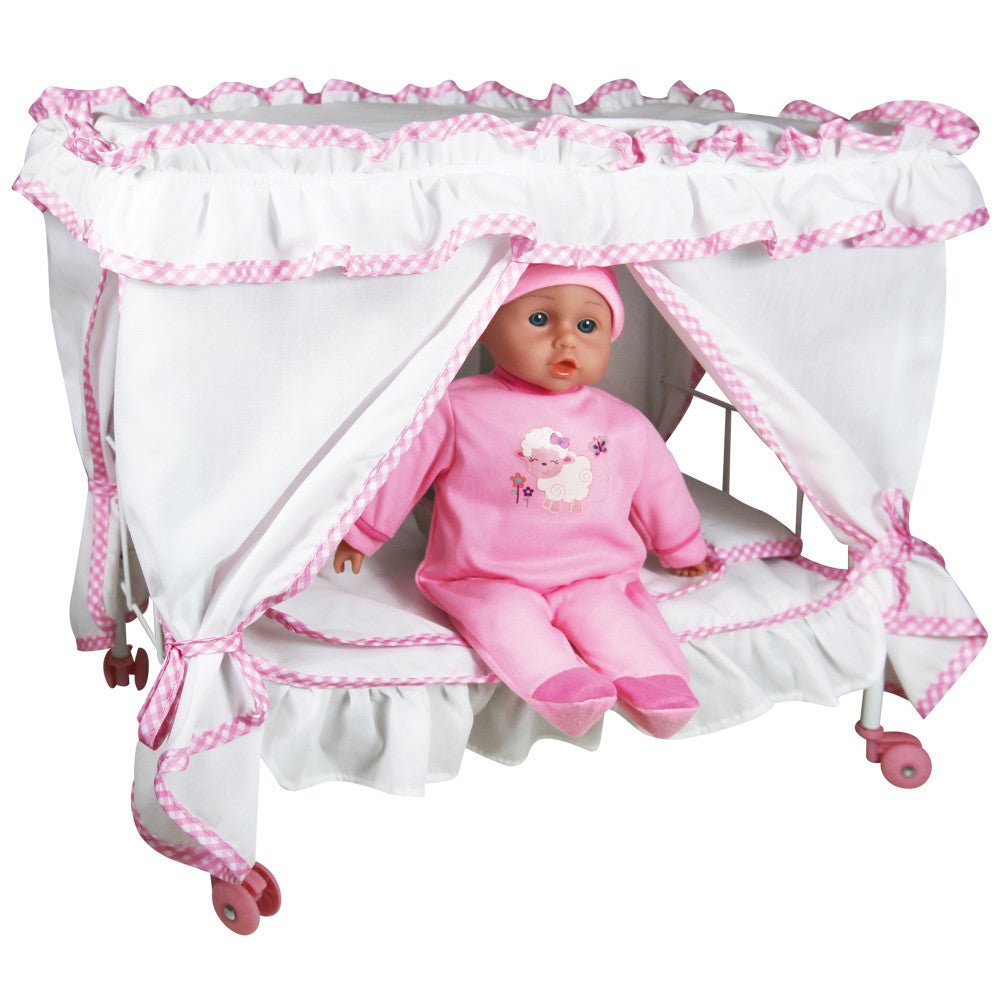 Lissi 14" Princess Canopy Bed Set with Baby Doll - Perfect for Kids Ages 3+