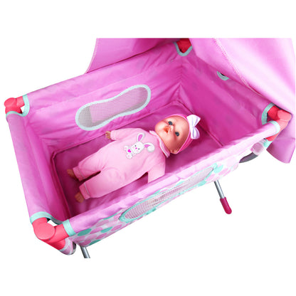 Lissi 14-inch Talking Baby Doll with Crib - Pink Bunny Outfit