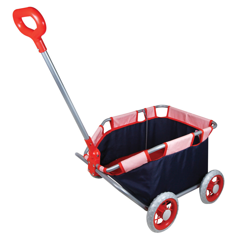 Lissi Doll Pull Cart - Navy & Red - Foldable Design for Kids Ages 2+