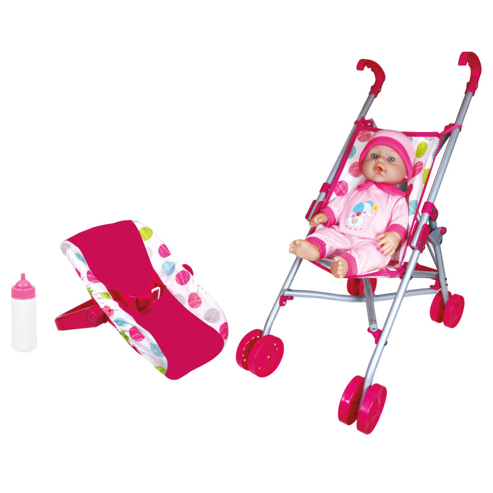 Lissi 12" Interactive Twin Baby Dolls with Jogger Stroller