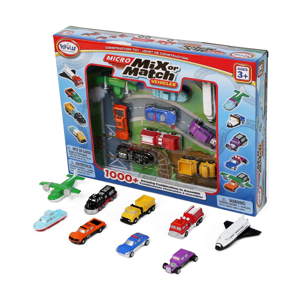 Popular Playthings Micro Mix or Match 9-Piece Interchangeable Vehicle Set