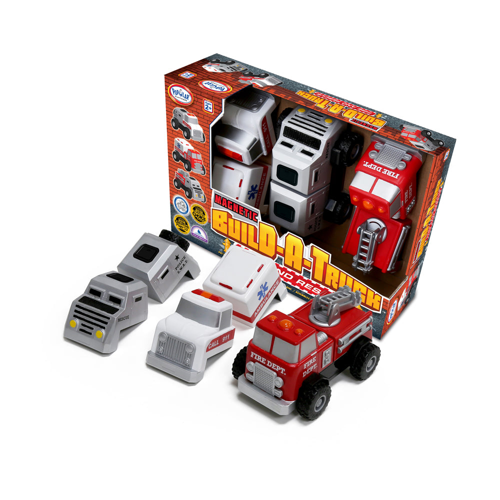 Popular Playthings Magnetic Build-A-Truck Set - Fire and Rescue