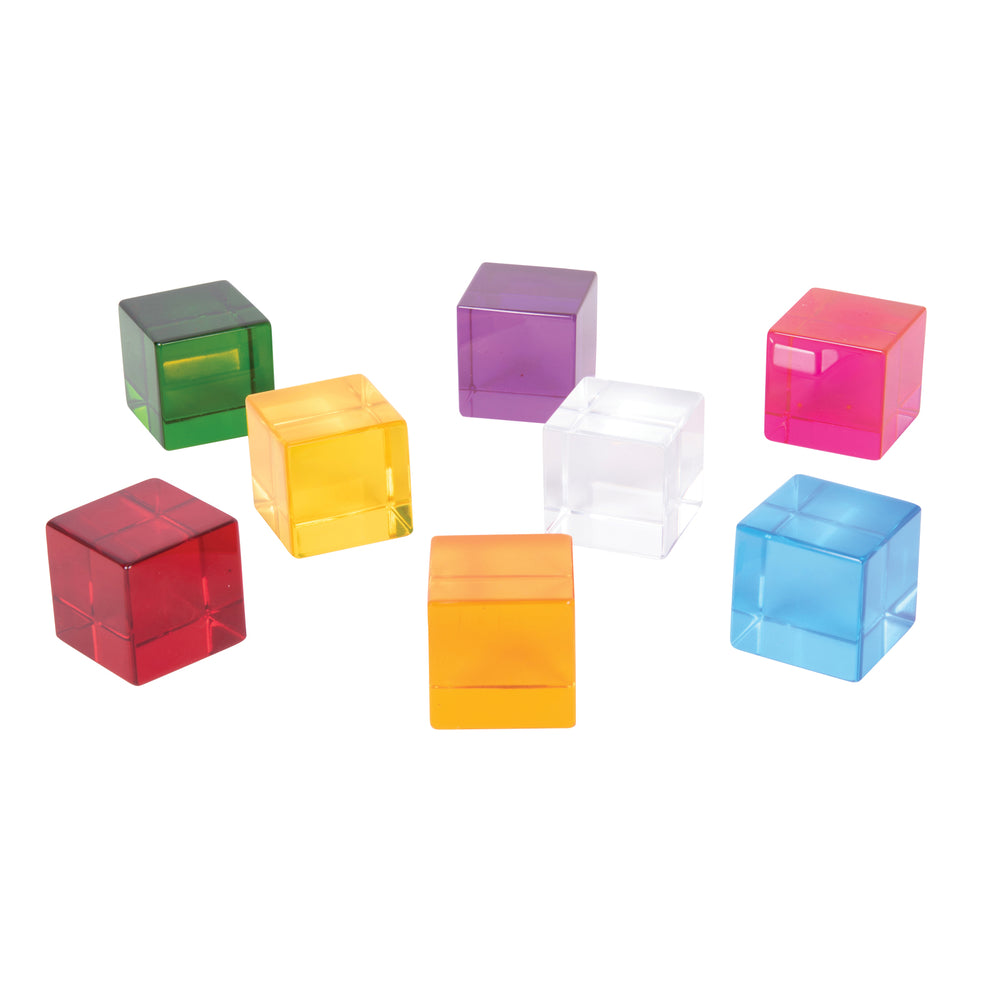 TickiT Perception Cubes - Set of 8 - Assorted Colors - Transparent Educational Manipulatives