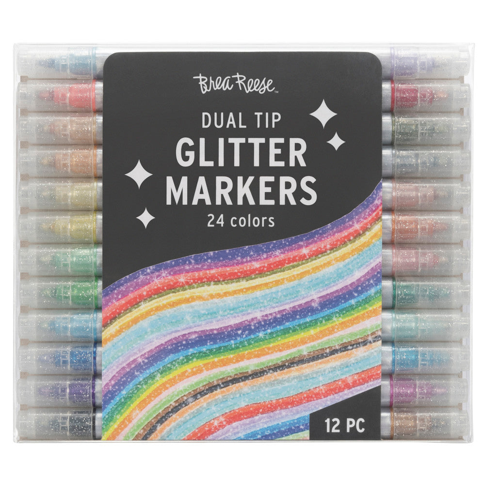 Brea Reese: Dual Tip Markers - Glitter 12ct - 24 Sparkling Colors