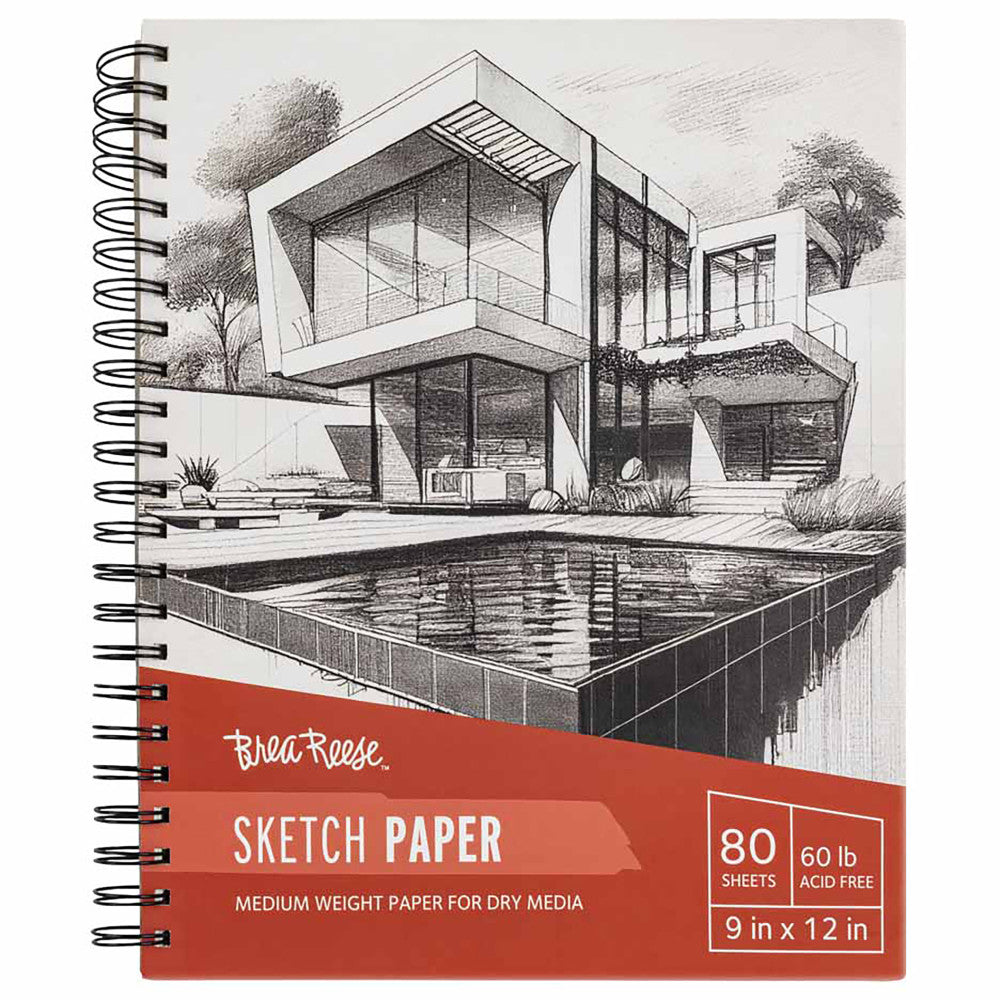 Brea Reese: Sketch Paper Pad Spiral-Bound 80 Sheets - 9x12" - 60 lb, Acid-Free