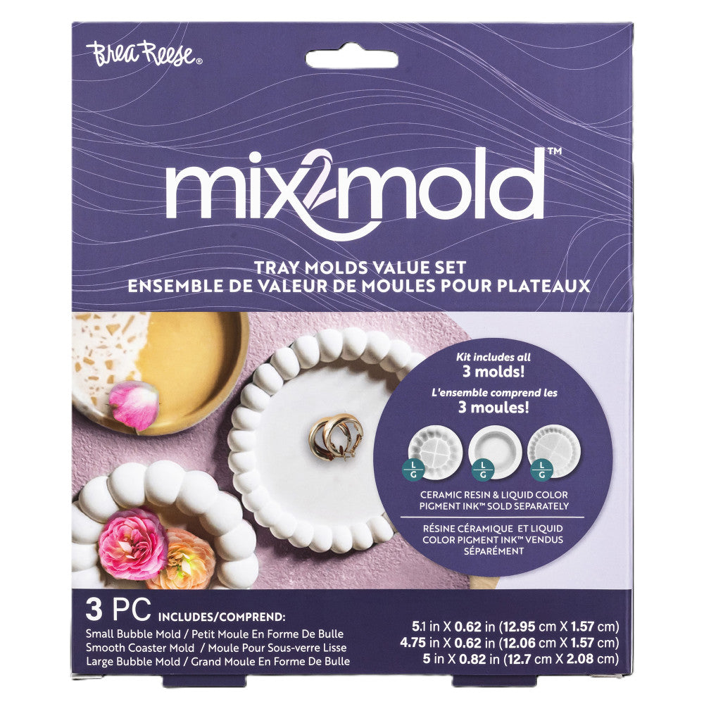 Brea Reese: Mix2Mold Tray Molds Value Set - 3pc - Silicone Non-Stick Coaster Molds