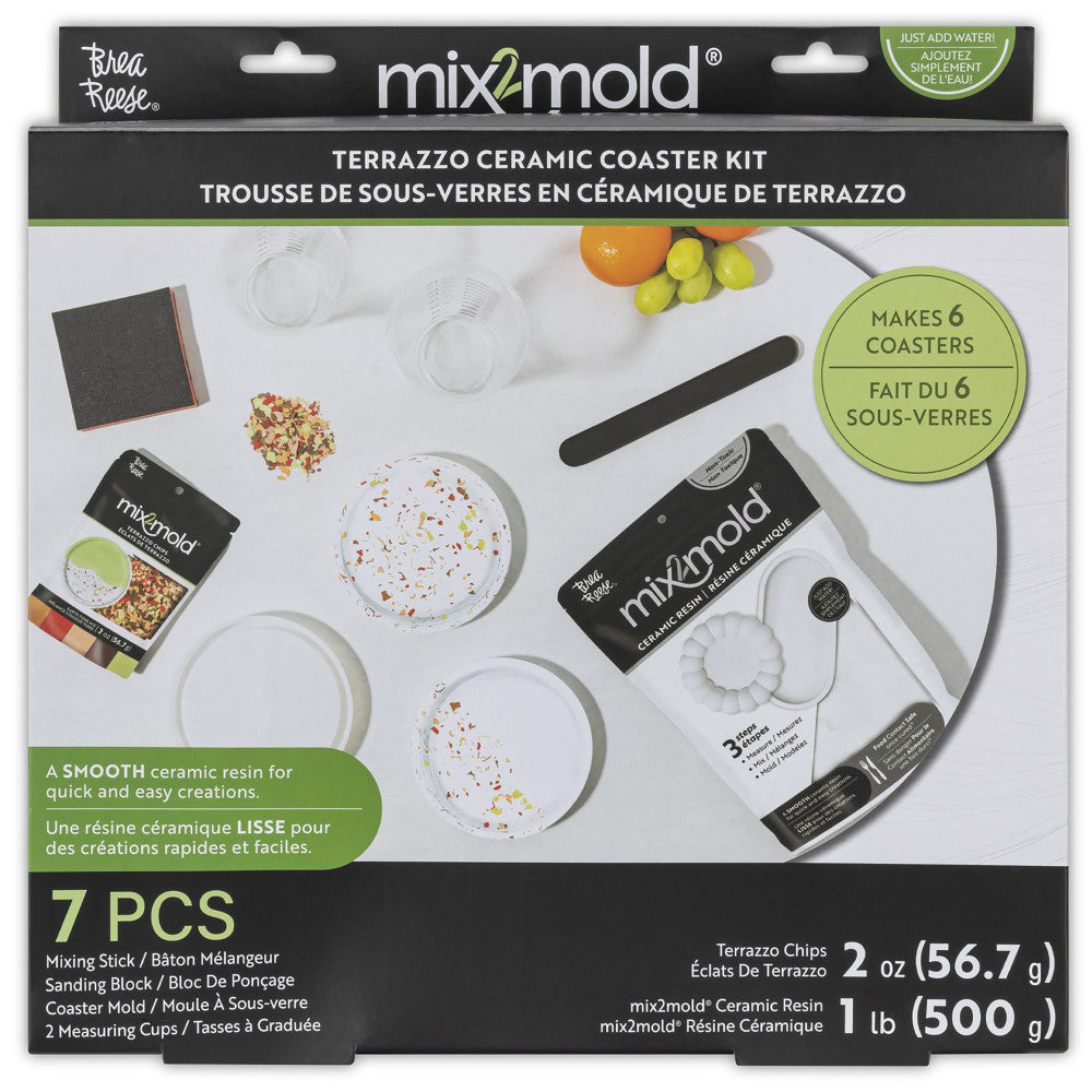 Brea Reese Mix2Mold Terrazzo Ceramic Coaster Kit - DIY  6 Coasters