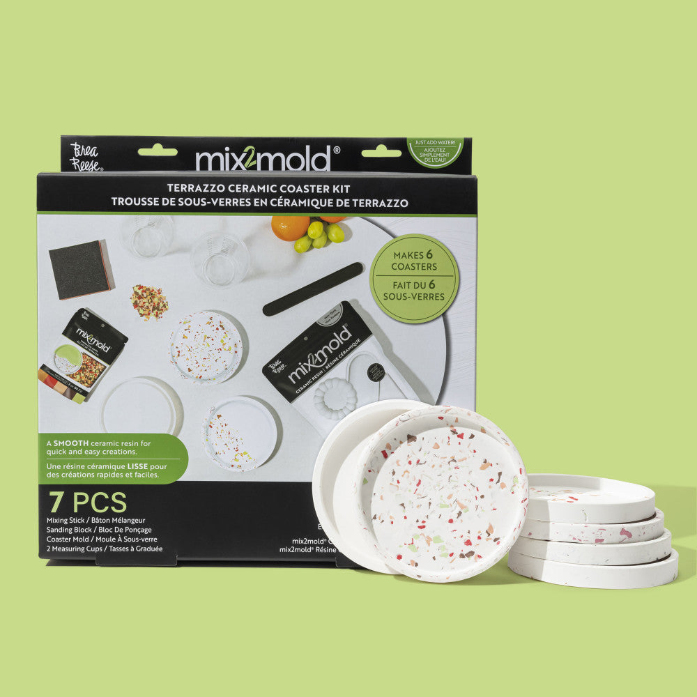 Brea Reese Mix2Mold Terrazzo Ceramic Coaster Kit - DIY  6 Coasters